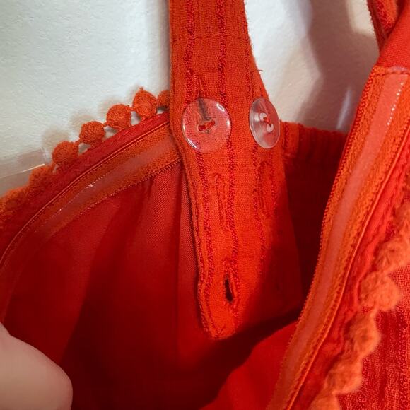 Maeve Orange Textured Jumper 2P Womens Wide Leg Halter Sleeveless Boho Twist - Picture 8 of 9